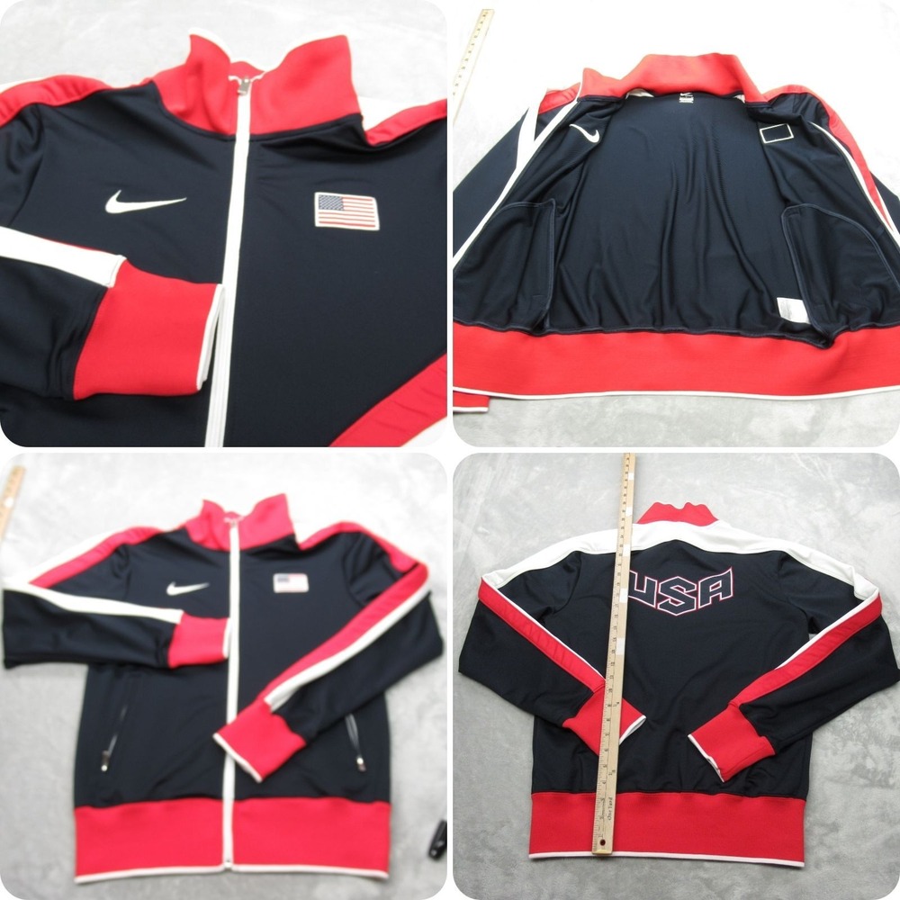 Nike USA Track Jacket Mens Small‎ Blue Full Zip Flag Official Warm Up Basketball